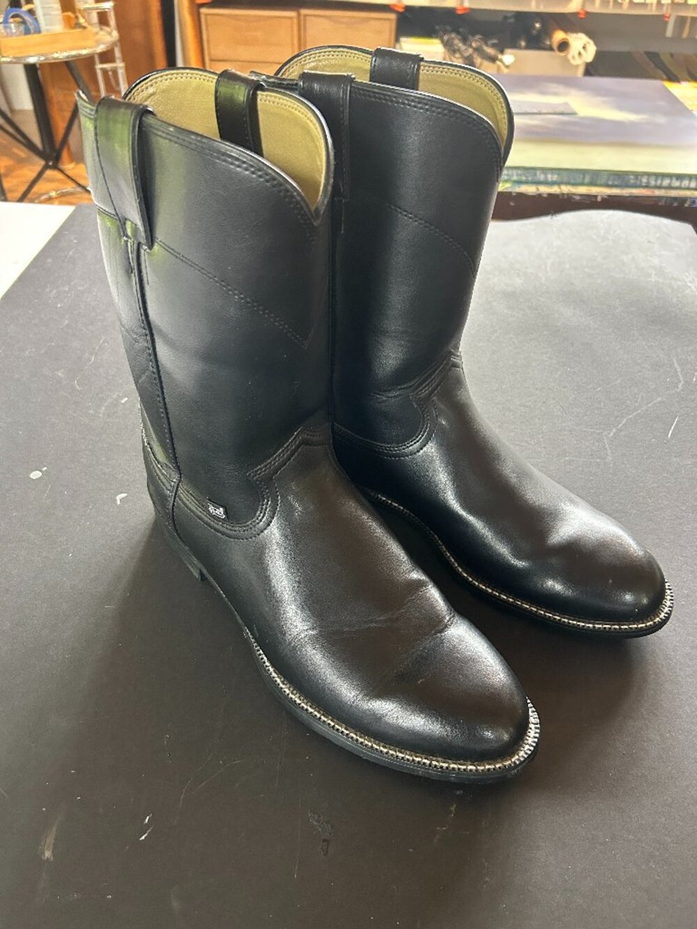 Justin, Basics, roper western boot, black leather, size 11D men, new, never worn